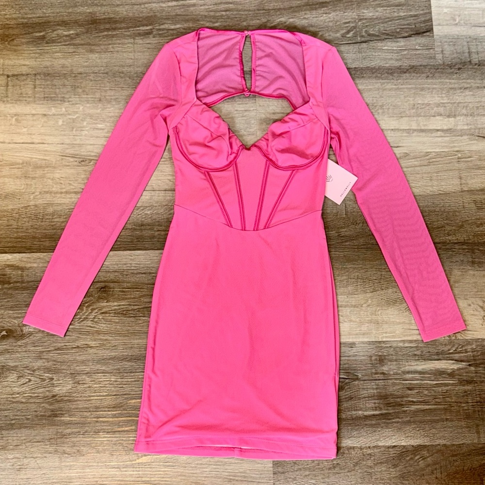 Elegant Pink Long Sleeve Dress